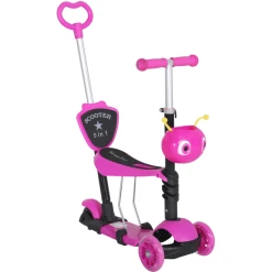 HOMCOM 3-in-1 Kinderscooter Höhenverstellbar Rosa