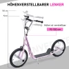 HOMCOM Kinderroller Mit Handbremse, Extra Dicker Luftbereifung, Höhenverstellbarer Lenker Rosa